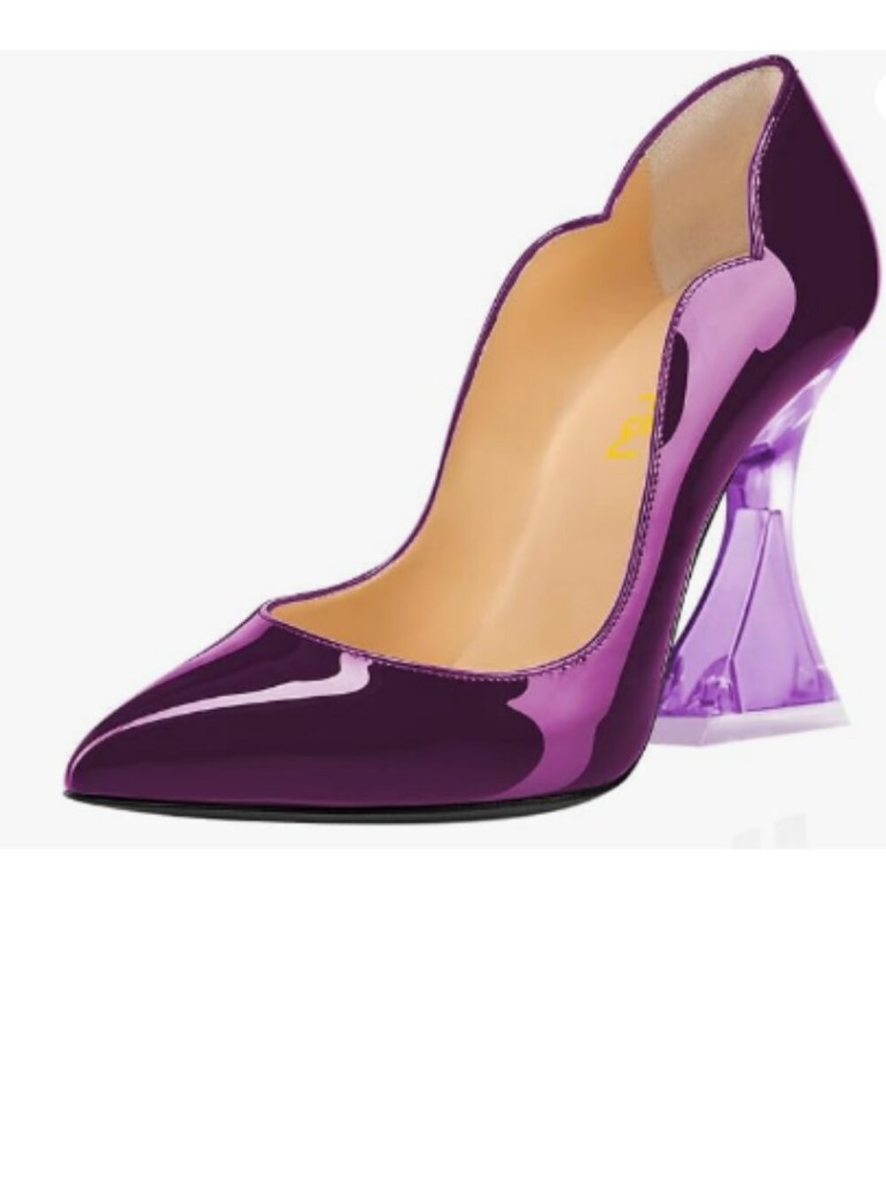 FSJ Darkvoilet Pointed Toe High Heel Slip On Unique Transparent Chunky Heel Pump